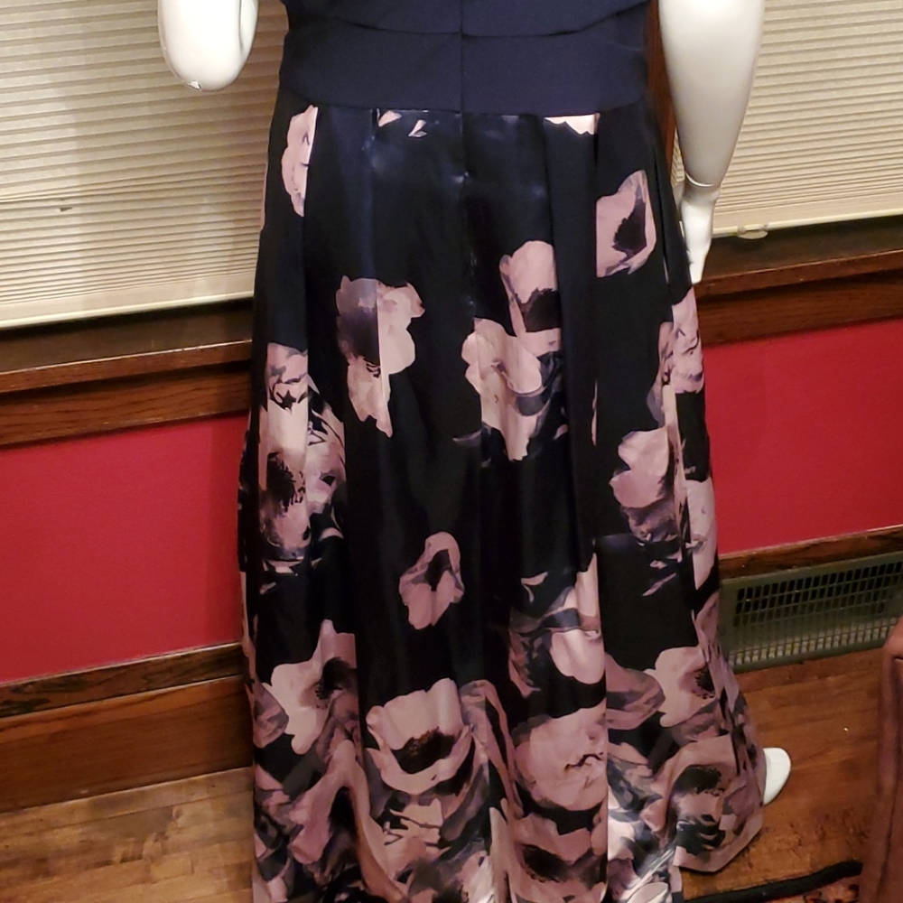 XSCAPE Womens Navy Floral Sleeveless Sheath Dress - Picture 3 of 9